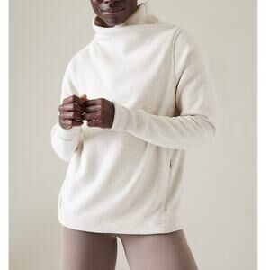 NWT Athleta Cozy Karma Twist Neck Plush Lined Sweatshirt Toasted Brown Hthr XXS